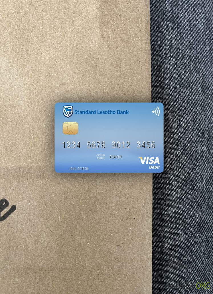 Lesotho Standard Lesotho Bank carte de débit visa photolook avant